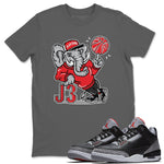 Jordan 3 Black Cement Sneaker Match Tees AJ3 Elephant Sneaker Tees Jordan 3 Black Cement Sneaker Release Tees Unisex Shirts