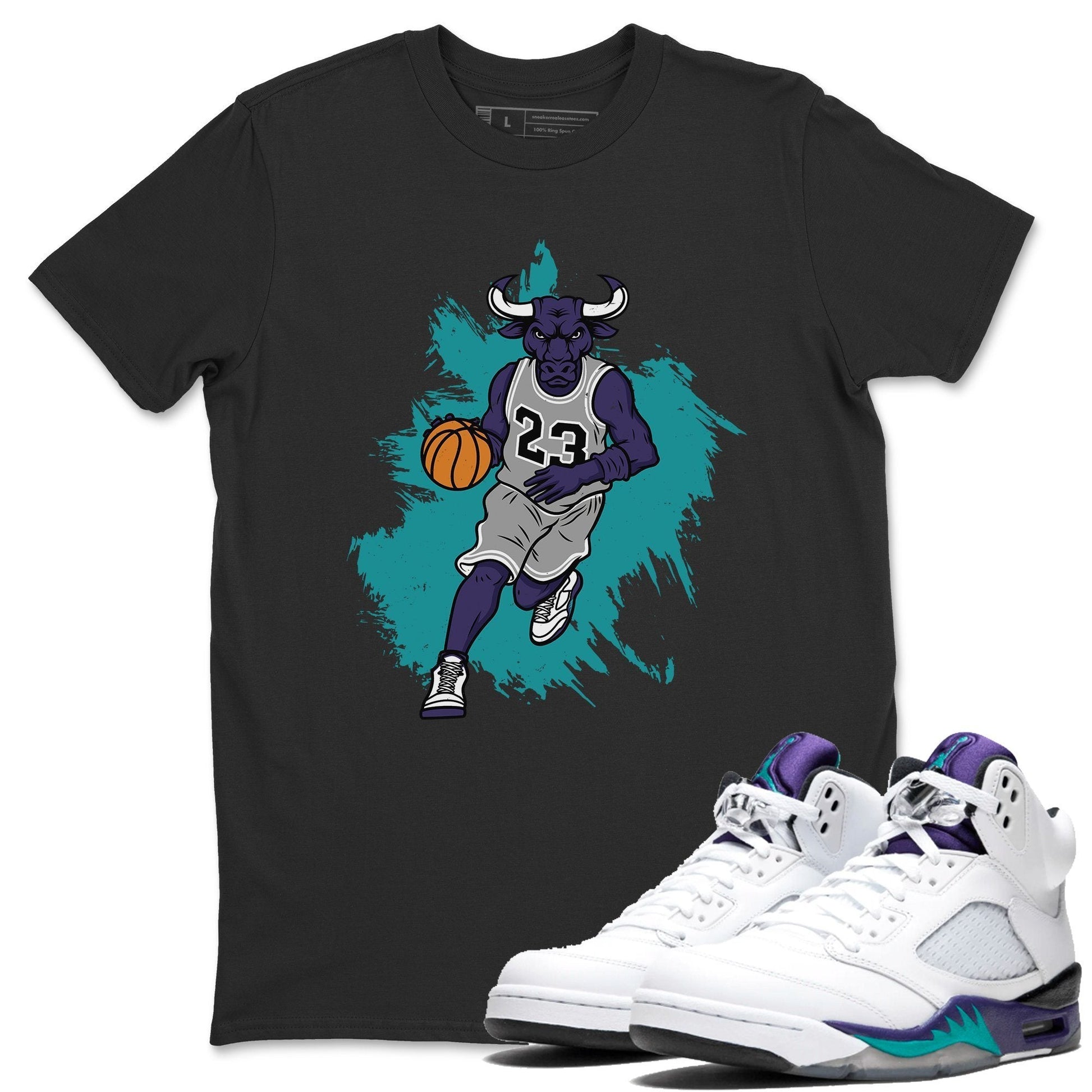 Jordan 5 Grape Sneaker Match Tees Bull Figure Sneaker Tees Jordan 5 Grape Sneaker Release Tees Unisex Shirts