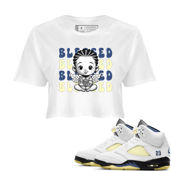 Jordan 5 A Ma Maniere x Dawn to match jordans Blessed Baby sneaker tees Air Jordan 5 A Ma Maniere x Photon Dust SNRT Sneaker Tees Sneaker Matching Cotton Shirt White 1 crop length shirt