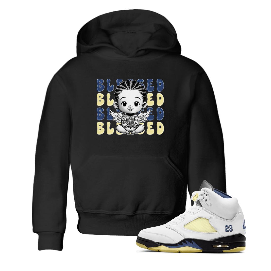 Jordan 5 A Ma Maniere x Dawn to match jordans Blessed Baby sneaker tees Air Jordan 5 A Ma Maniere x Photon Dust SNRT Sneaker Tees Sneaker Matching Cotton Shirt baby toddler Black 1 cotton Shirt