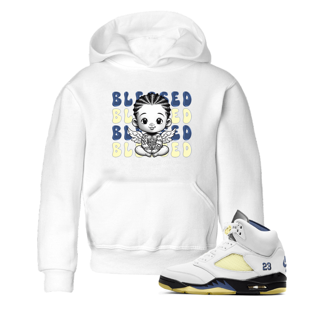 Jordan 5 A Ma Maniere x Dawn to match jordans Blessed Baby sneaker tees Air Jordan 5 A Ma Maniere x Photon Dust SNRT Sneaker Tees Sneaker Matching Cotton Shirt baby toddler White 1 cotton Shirt