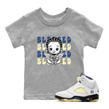 Jordan 5 A Ma Maniere x Dawn to match jordans Blessed Baby sneaker tees Air Jordan 5 A Ma Maniere x Photon Dust SNRT Sneaker Tees Sneaker Matching Cotton Shirt baby toddler Heather Grey 1 cotton Shirt