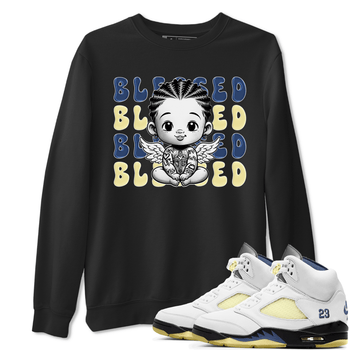 Jordan 5 A Ma Maniere x Dawn to match jordans Blessed Baby sneaker tees Air Jordan 5 A Ma Maniere x Photon Dust SNRT Sneaker Tees Sneaker Matching Cotton Shirt unisex cotton Black 1 crew neck shirt