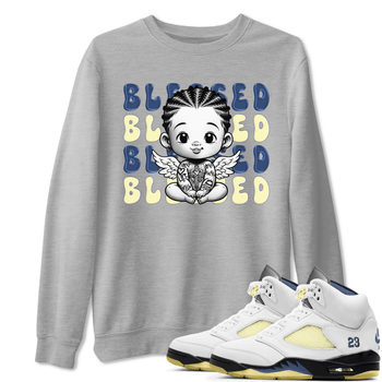 Jordan 5 A Ma Maniere x Dawn to match jordans Blessed Baby sneaker tees Air Jordan 5 A Ma Maniere x Photon Dust SNRT Sneaker Tees Sneaker Matching Cotton Shirt unisex cotton Heather Grey 1 crew neck shirt
