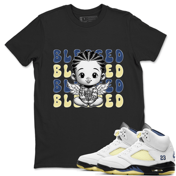 Jordan 5 A Ma Maniere x Dawn to match jordans Blessed Baby sneaker tees Air Jordan 5 A Ma Maniere x Photon Dust SNRT Sneaker Tees Sneaker Matching Cotton Shirt unisex cotton Black 1 crew neck shirt