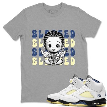 Jordan 5 A Ma Maniere x Dawn to match jordans Blessed Baby sneaker tees Air Jordan 5 A Ma Maniere x Photon Dust SNRT Sneaker Tees Sneaker Matching Cotton Shirt unisex cotton Heather Grey 1 crew neck shirt