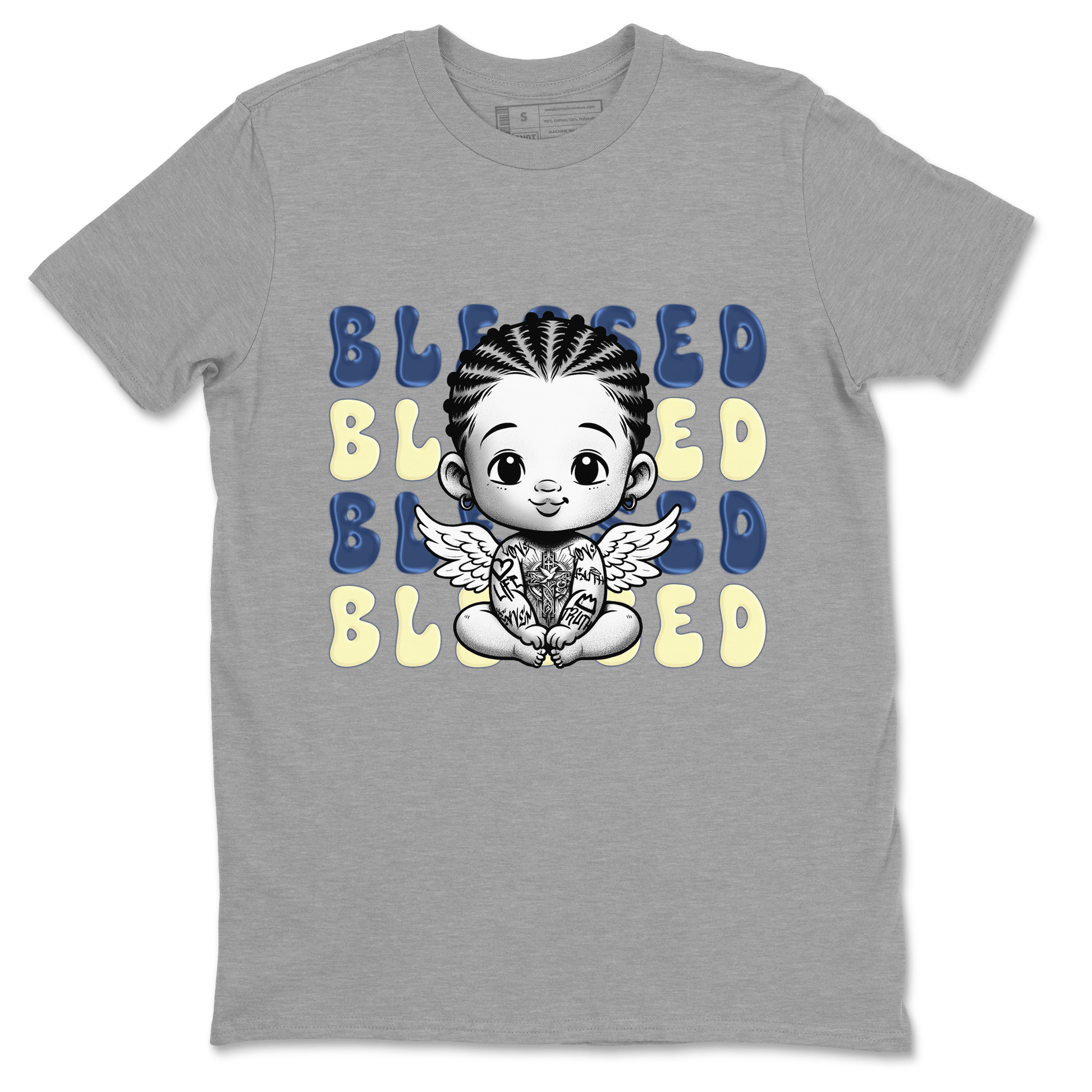 Jordan 5 A Ma Maniere x Dawn to match jordans Blessed Baby sneaker tees Air Jordan 5 A Ma Maniere x Photon Dust SNRT Sneaker Tees Sneaker Matching Cotton Shirt unisex cotton Heather Grey 2 crew neck shirt