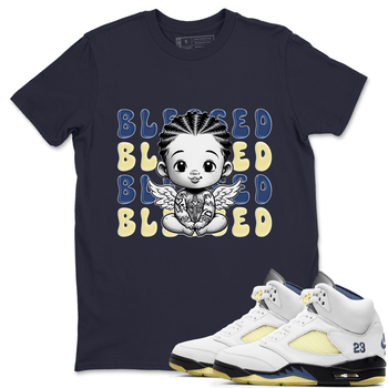 Jordan 5 A Ma Maniere x Dawn to match jordans Blessed Baby sneaker tees Air Jordan 5 A Ma Maniere x Photon Dust SNRT Sneaker Tees Sneaker Matching Cotton Shirt unisex cotton Navy 1 crew neck shirt