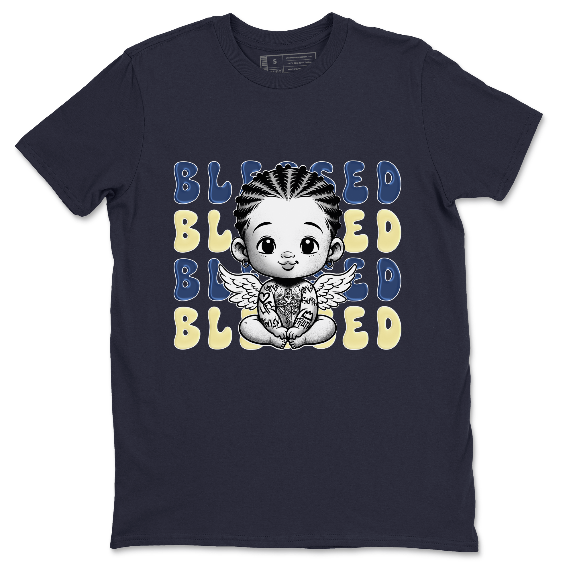 Jordan 5 A Ma Maniere x Dawn to match jordans Blessed Baby sneaker tees Air Jordan 5 A Ma Maniere x Photon Dust SNRT Sneaker Tees Sneaker Matching Cotton Shirt unisex cotton Navy 2 crew neck shirt
