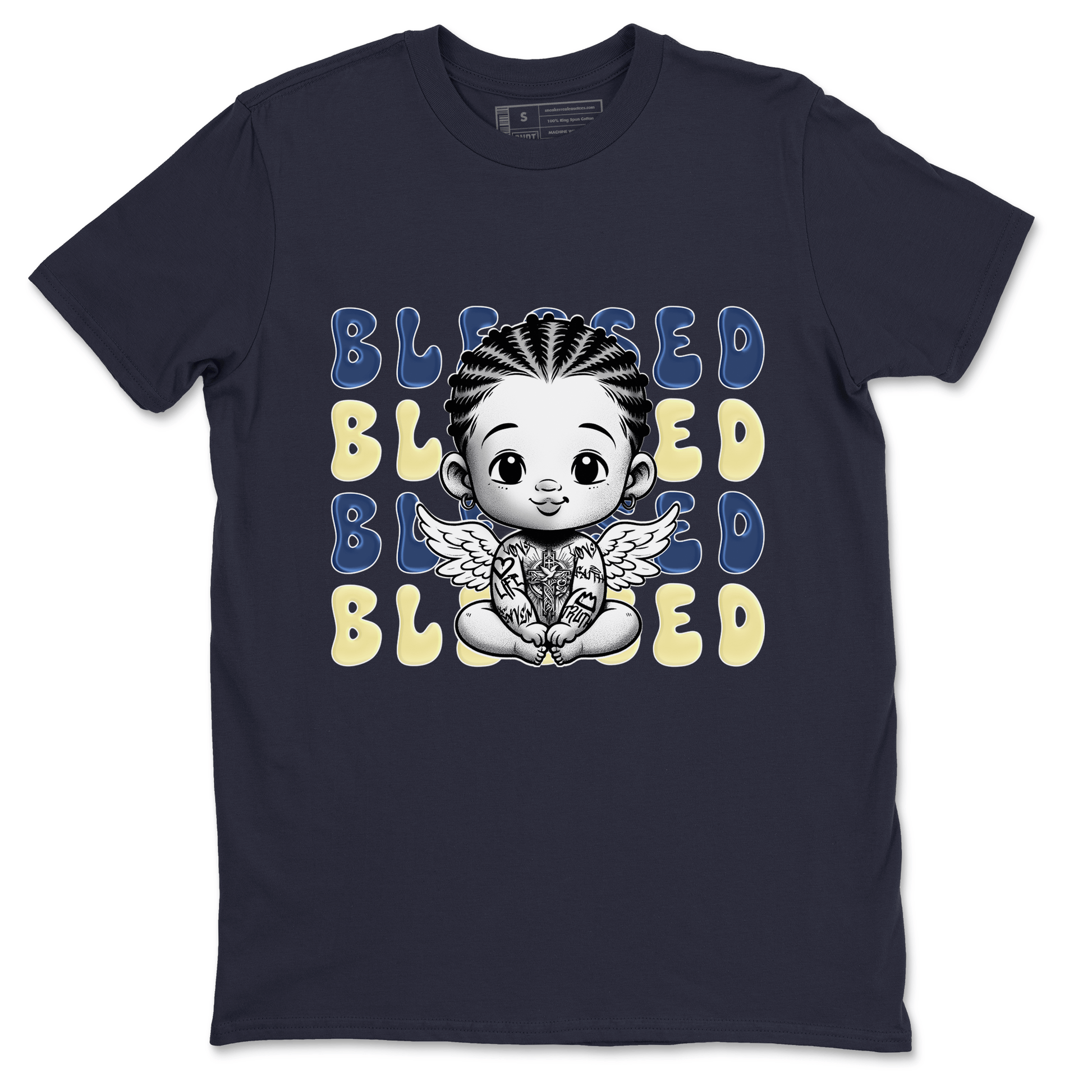 Jordan 5 A Ma Maniere x Dawn to match jordans Blessed Baby sneaker tees Air Jordan 5 A Ma Maniere x Photon Dust SNRT Sneaker Tees Sneaker Matching Cotton Shirt unisex cotton Navy 2 crew neck shirt
