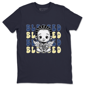 Jordan 5 A Ma Maniere x Dawn to match jordans Blessed Baby sneaker tees Air Jordan 5 A Ma Maniere x Photon Dust SNRT Sneaker Tees Sneaker Matching Cotton Shirt unisex cotton Navy 2 crew neck shirt