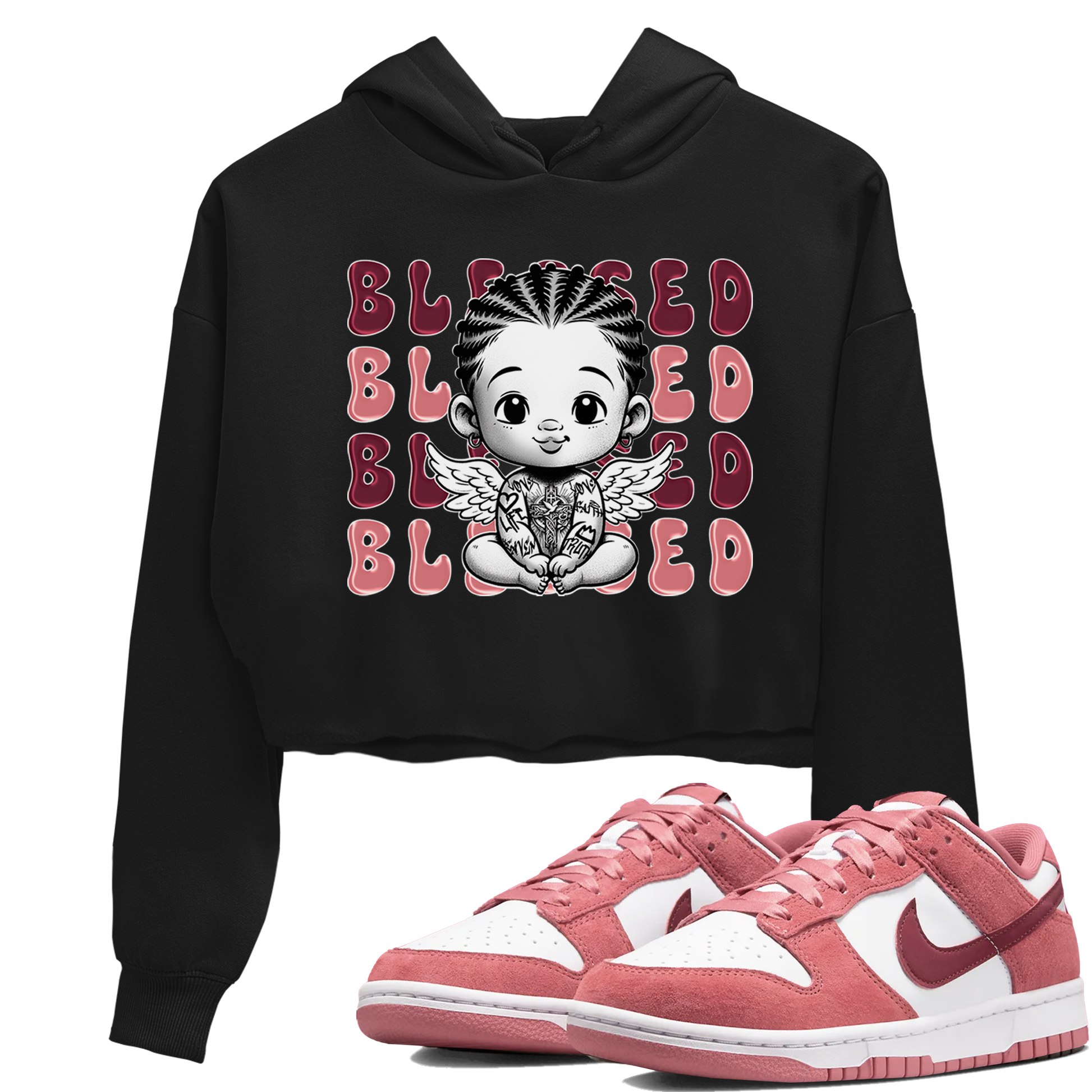 Dunk Low Valentines Day shirt to match jordans Blessed sneaker tees Special Valentine's Day Couple Shirt Dunk Valentine's Day 2024 SNRT Sneaker Tees Sneaker Matching Shirt Black 1 Crop T-Shirt
