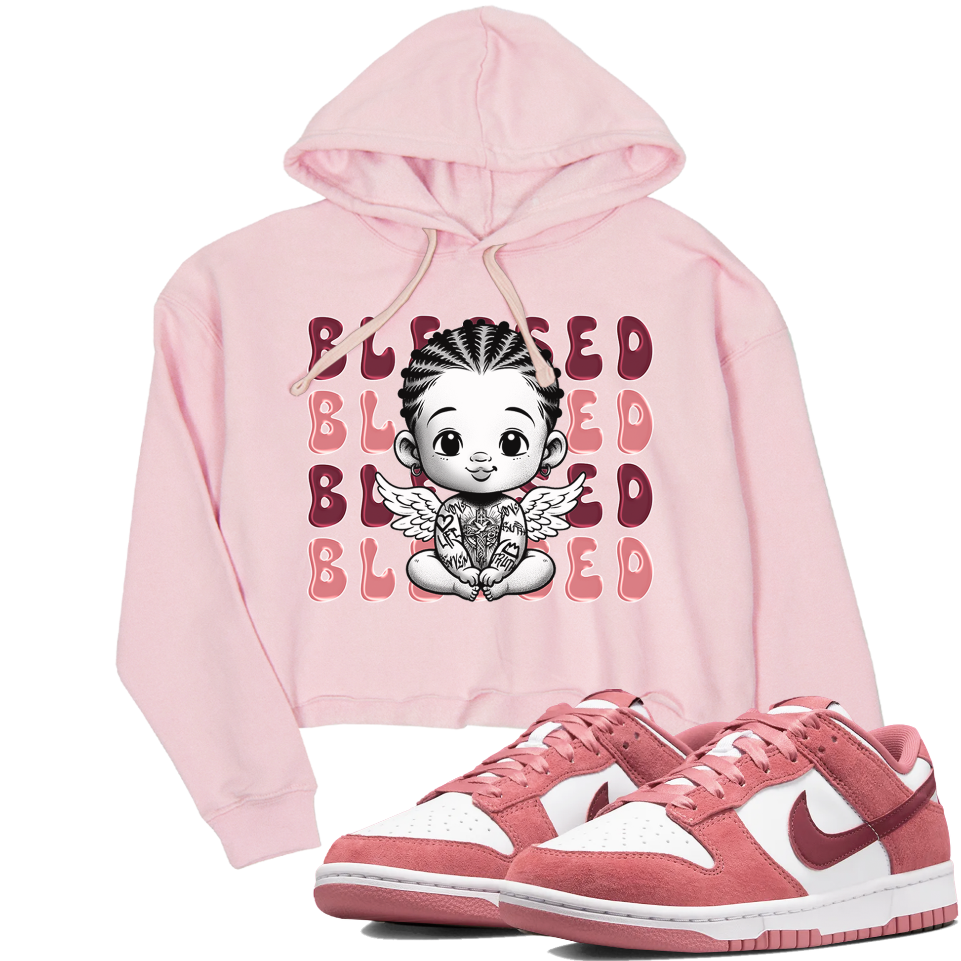 Dunk Low Valentines Day shirt to match jordans Blessed sneaker tees Special Valentine's Day Couple Shirt Dunk Valentine's Day 2024 SNRT Sneaker Tees Sneaker Matching Shirt Pink 1 Crop T-Shirt