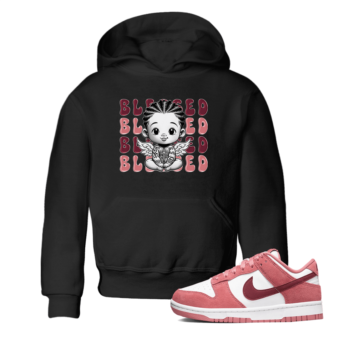 Dunk Low Valentines Day shirt to match jordans Blessed sneaker tees Special Valentine's Day Couple Shirt Dunk Valentine's Day 2024 SNRT Sneaker Tees Sneaker Matching Shirt Baby Toddler Black 1 T-Shirt