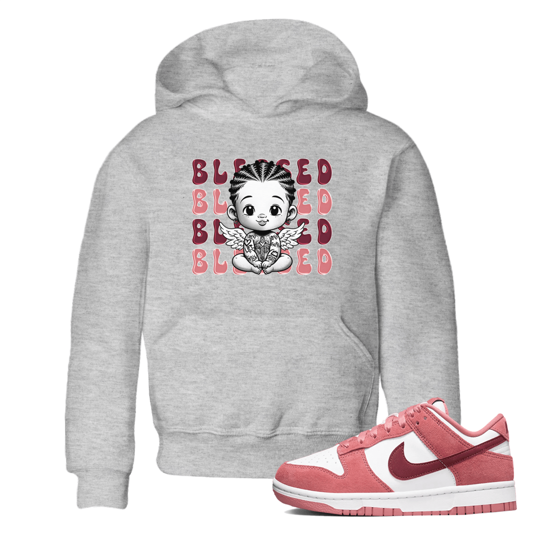 Dunk Low Valentines Day shirt to match jordans Blessed sneaker tees Special Valentine's Day Couple Shirt Dunk Valentine's Day 2024 SNRT Sneaker Tees Sneaker Matching Shirt Baby Toddler Heather Grey 1 T-Shirt