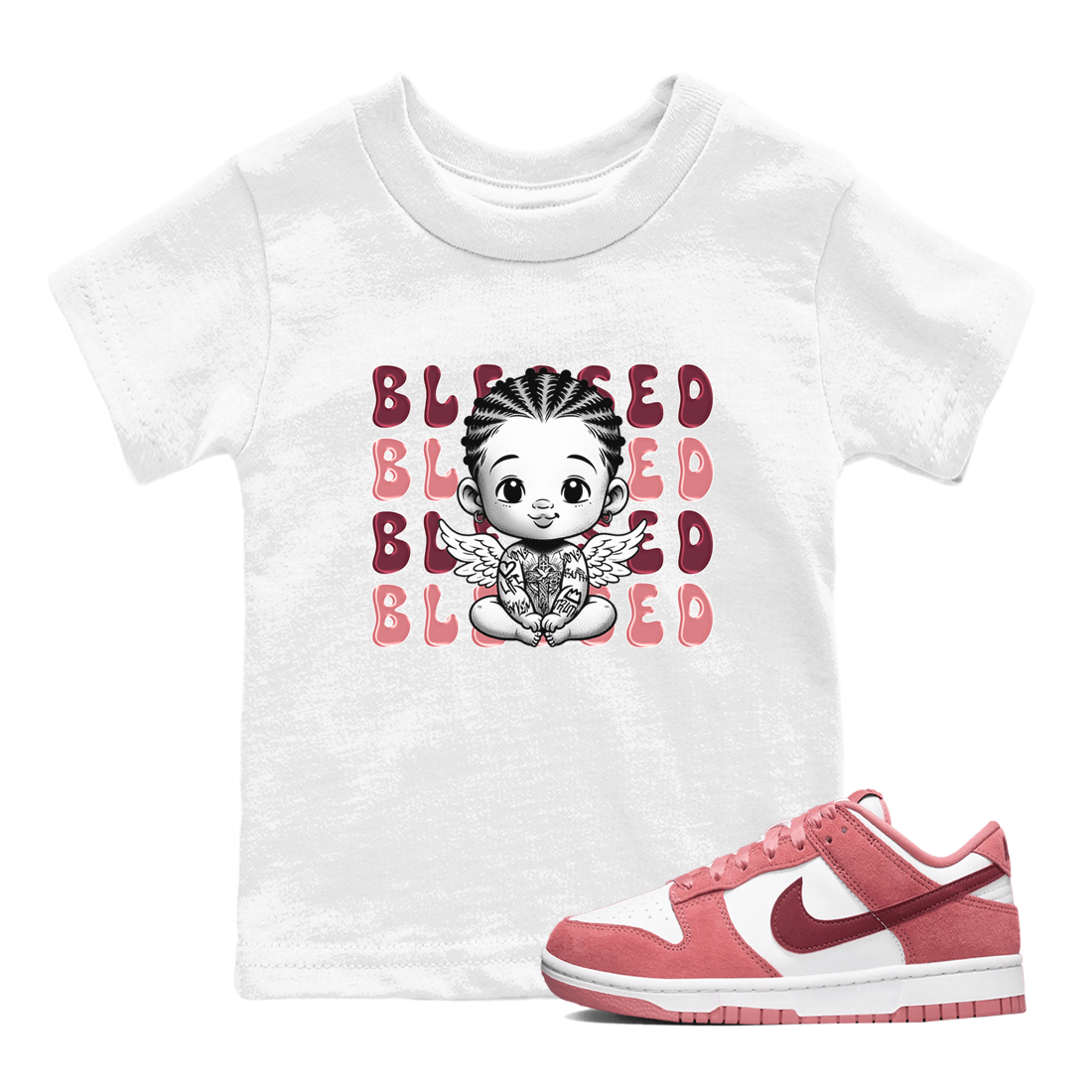 Dunk Low Valentines Day shirt to match jordans Blessed sneaker tees Special Valentine's Day Couple Shirt Dunk Valentine's Day 2024 SNRT Sneaker Tees Sneaker Matching Shirt Baby Toddler White 1 T-Shirt