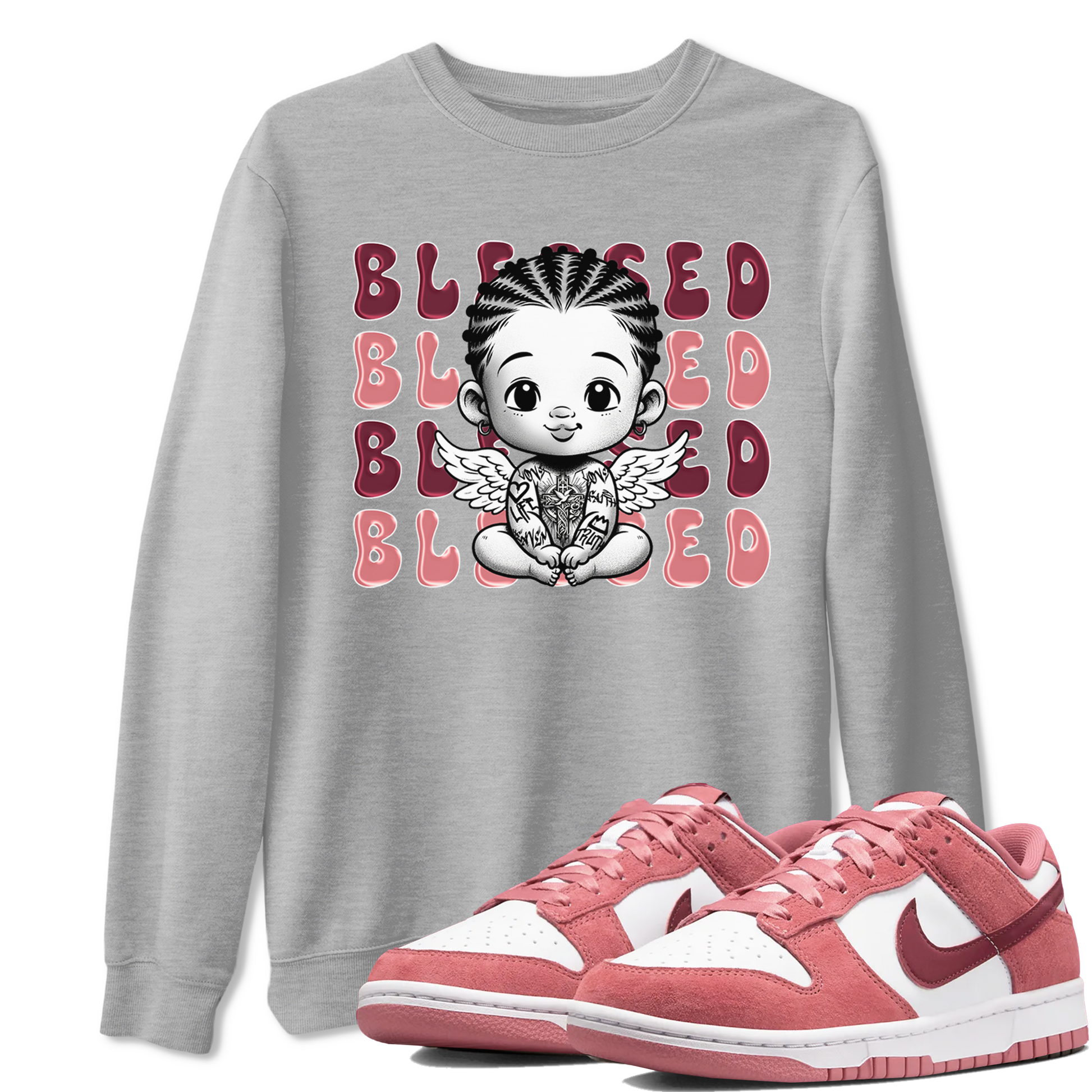 Dunk Low Valentines Day shirt to match jordans Blessed sneaker tees Special Valentine's Day Couple Shirt Dunk Valentine's Day 2024 SNRT Sneaker Tees Sneaker Matching Shirt Unisex Heather Grey 1 T-Shirt