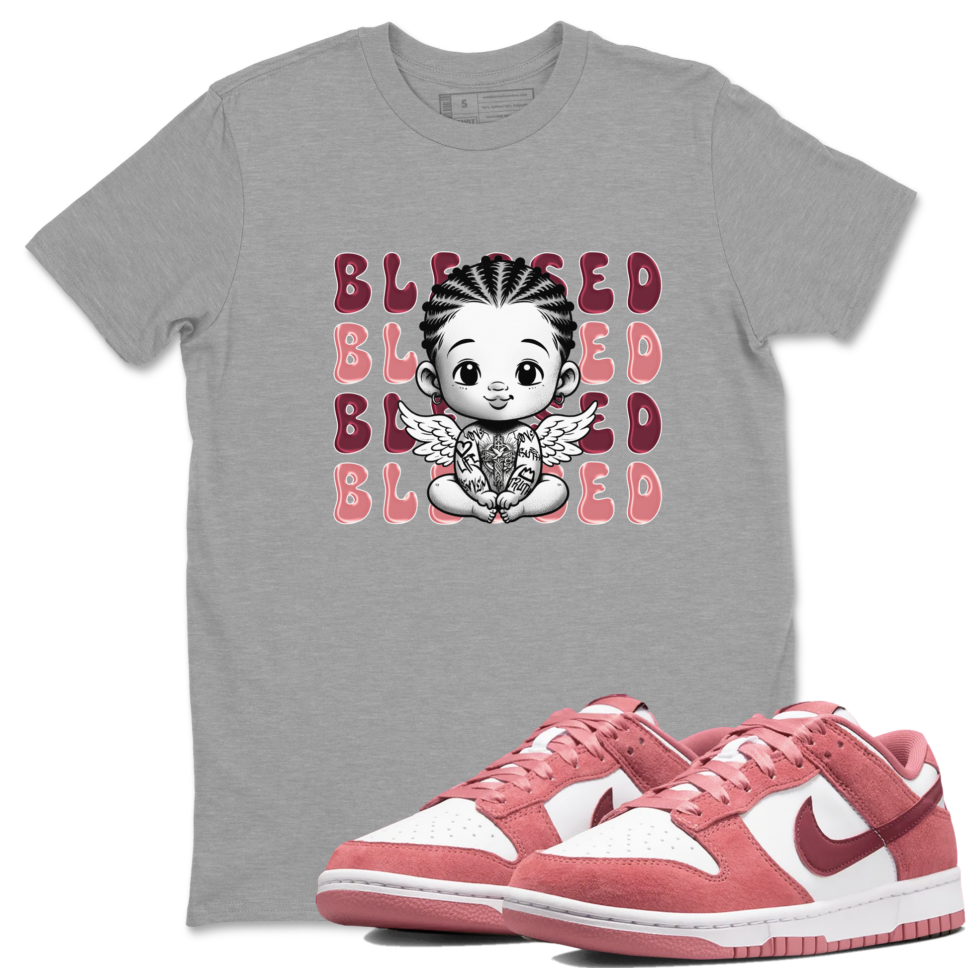 Dunk Low Valentines Day shirt to match jordans Blessed sneaker tees Special Valentine's Day Couple Shirt Dunk Valentine's Day 2024 SNRT Sneaker Tees Sneaker Matching Shirt Unisex Heather Grey 1 T-Shirt