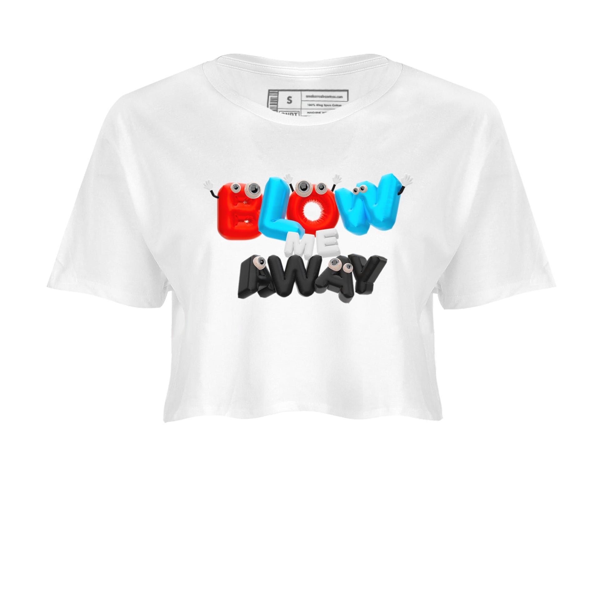 Air Jordan 1 UNC to Chicago shirt to match jordans Blow Me Away sneaker tees AJ1 UNC to Chicago SNRT Sneaker Release Tees White 2 Crop T-Shirt