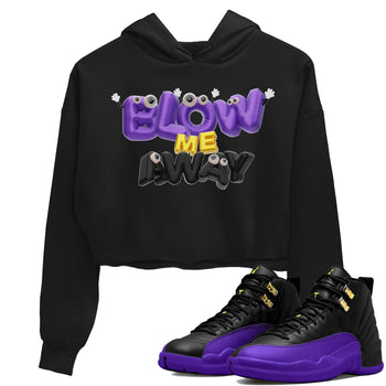 Air Jordan 12 Field Purple shirt to match jordans Blow Me Away sneaker tees AJ12 Field Purple SNRT Sneaker Release Tees Black 1 Crop T-Shirt
