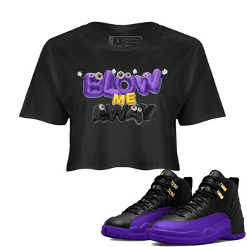 Air Jordan 12 Field Purple shirt to match jordans Blow Me Away sneaker tees AJ12 Field Purple SNRT Sneaker Release Tees Black 1 Crop T-Shirt