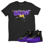 Air Jordan 12 Field Purple shirt to match jordans Blow Me Away sneaker tees AJ12 Field Purple SNRT Sneaker Release Tees Unisex Black 1 T-Shirt