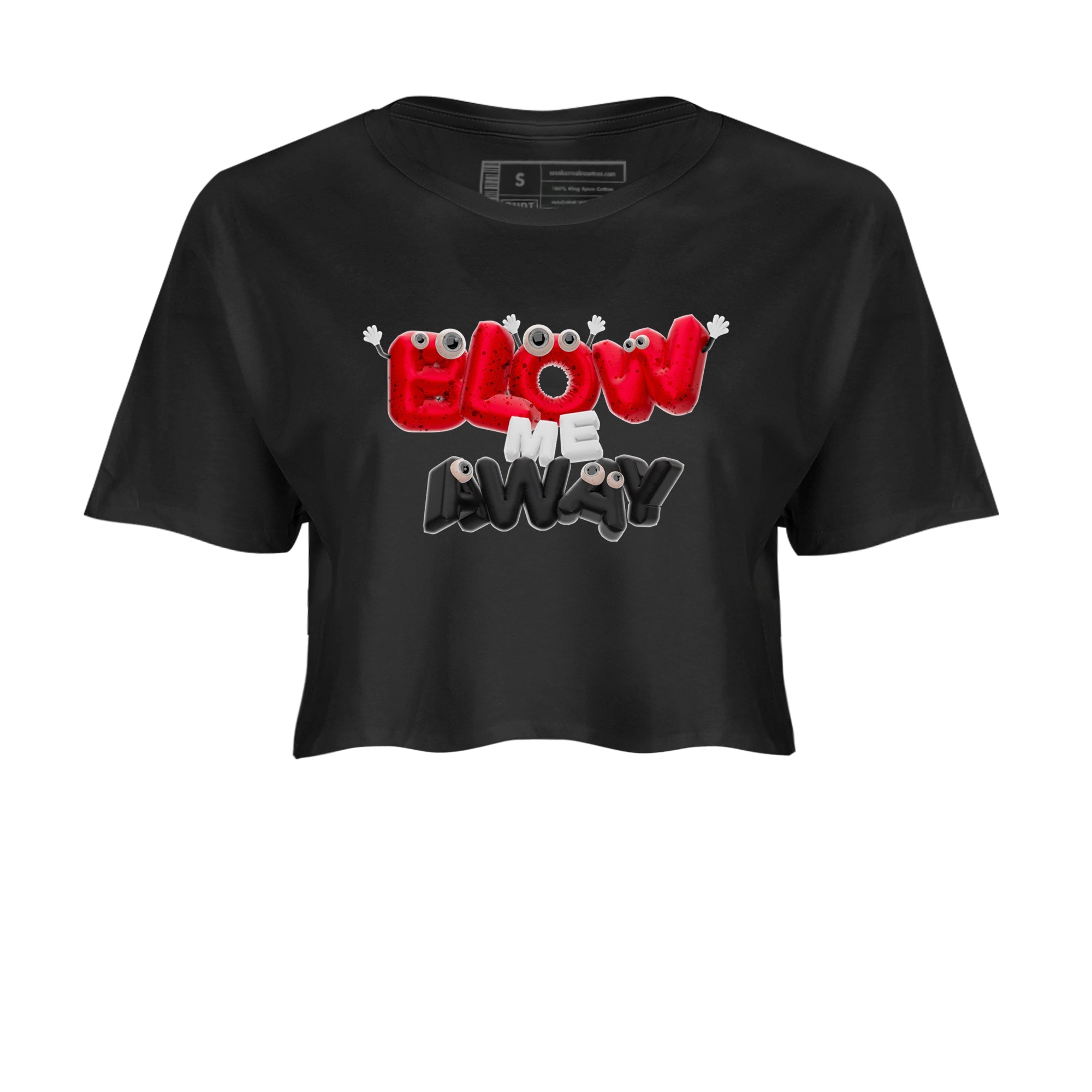 Air Jordan 4 Red Cement shirt to match jordans Blow Me Away sneaker tees AJ4 Red Cement SNRT Sneaker Release Tees Black 2 Crop T-Shirt