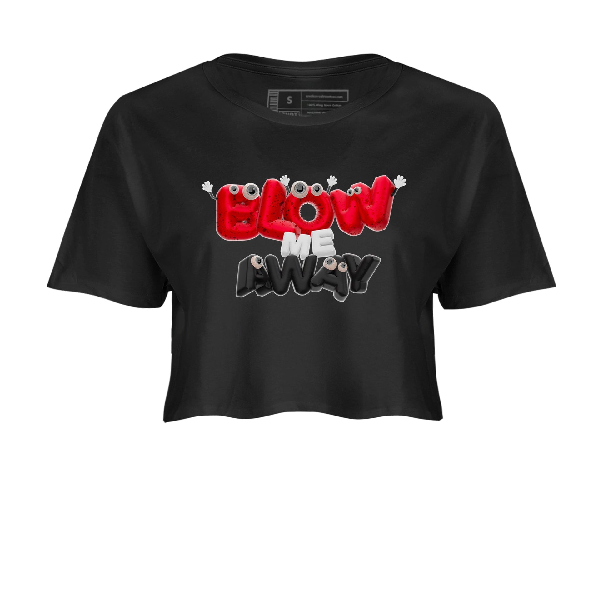 Air Jordan 4 Red Cement shirt to match jordans Blow Me Away sneaker tees AJ4 Red Cement SNRT Sneaker Release Tees Black 2 Crop T-Shirt
