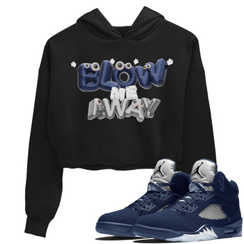 Air Jordan 5 Georgetown shirt to match jordans Blow Me Away sneaker tees AJ5 Georgetown SNRT Sneaker Release Tees Black 1 Crop T-Shirt
