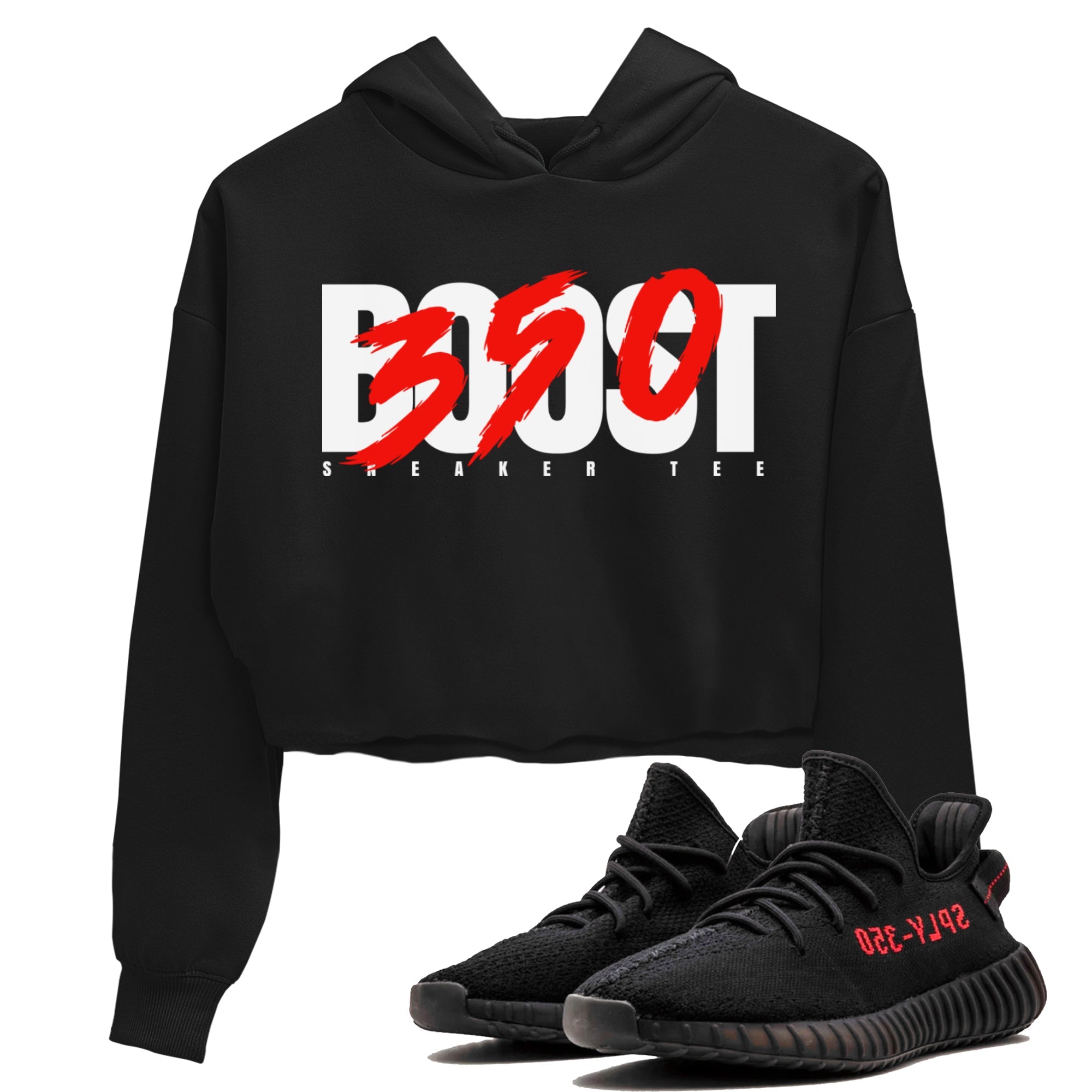 Yeezy 350 Bred shirt to match jordans Boost 350 sneaker tees Adidas Yeezy Boost V2 350 Bred SNRT Sneaker Release Tees Black 1 Crop T-Shirt