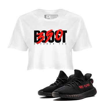 Yeezy 350 Bred shirt to match jordans Boost 350 sneaker tees Adidas Yeezy Boost V2 350 Bred SNRT Sneaker Release Tees White 1 Crop T-Shirt