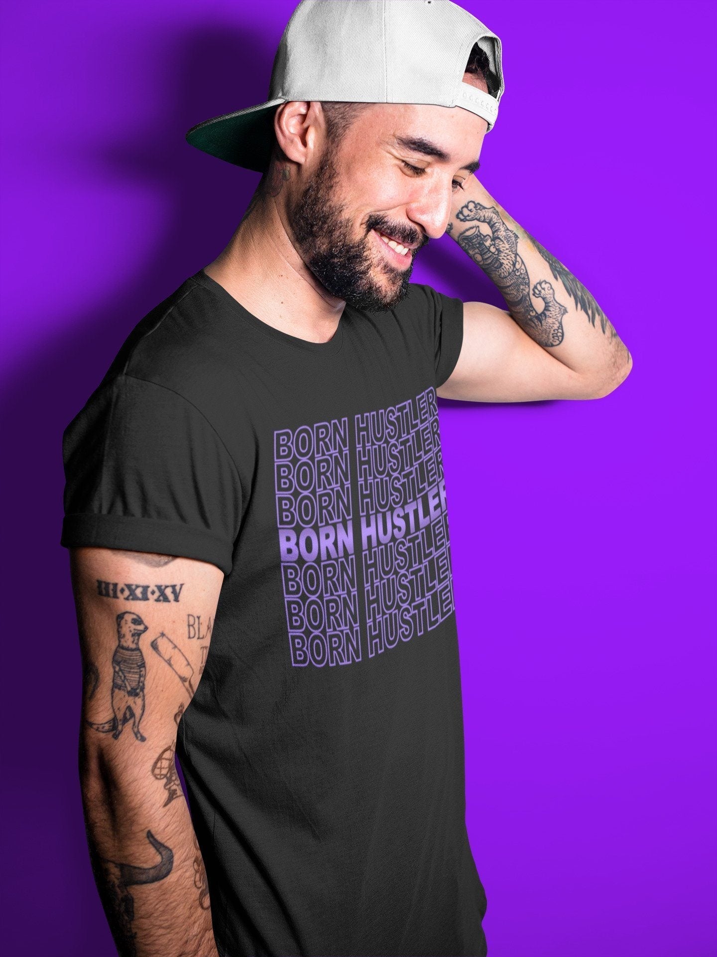 Jordan 1 WMNS Court Purple Sneaker Match Tees Born Hustler Sneaker Tees Jordan 1 WMNS Court Purple Sneaker Release Tees Unisex Shirts