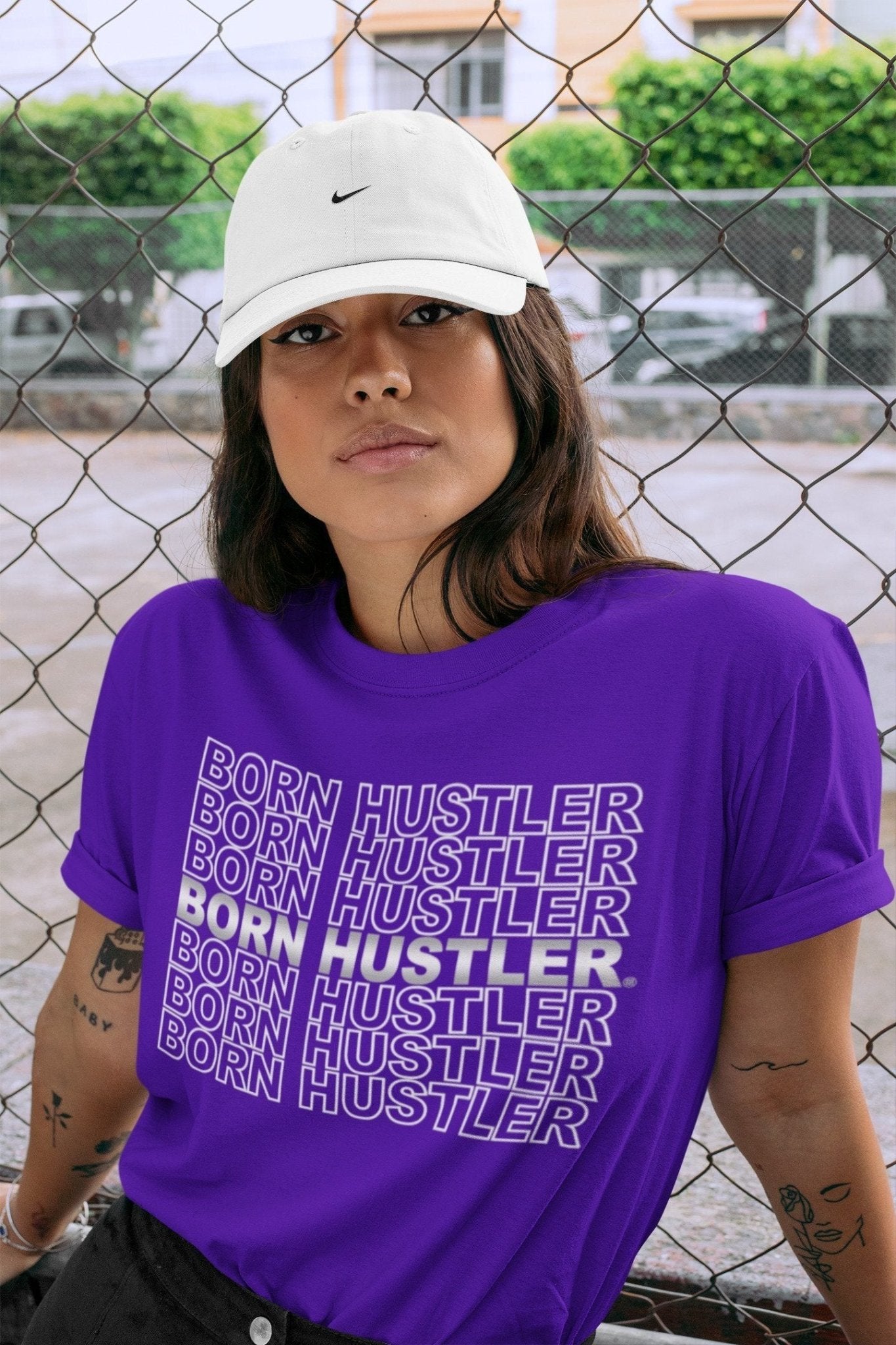 Jordan 1 WMNS Court Purple Sneaker Match Tees Born Hustler Sneaker Tees Jordan 1 WMNS Court Purple Sneaker Release Tees Unisex Shirts