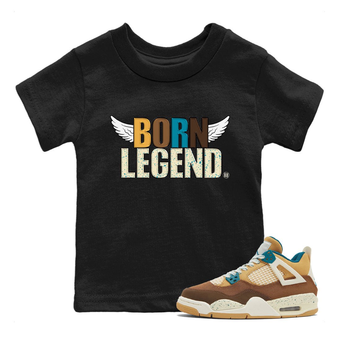 Air Jordan 4 GS Cacao Wow Match To Jordans Born Legend Sneaker Tees Air Jordan 4 Cacao Wow SNRT SNRT Sneaker Release Tees Kids Shirts Black 1