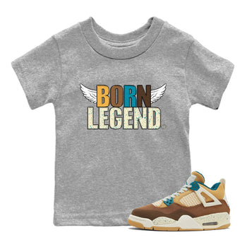 Air Jordan 4 GS Cacao Wow Match To Jordans Born Legend Sneaker Tees Air Jordan 4 Cacao Wow SNRT Sneaker Release Tees Kids Shirts Heather Grey 1