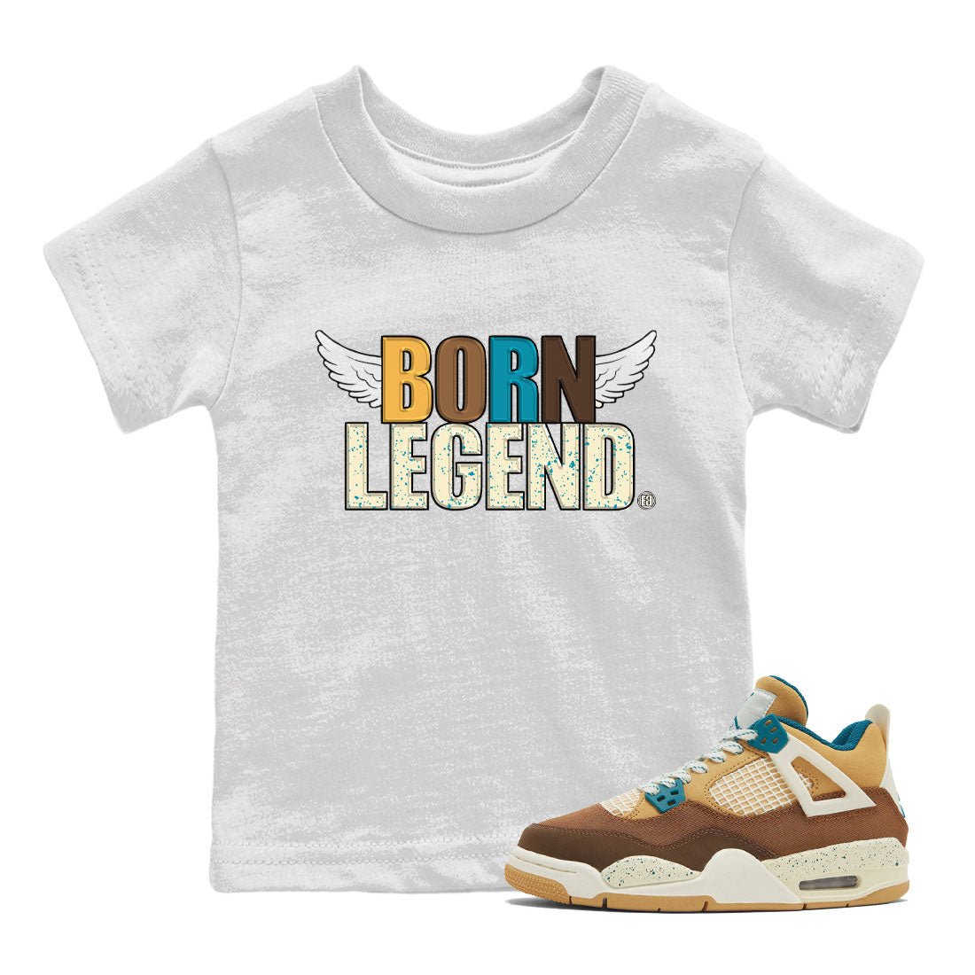 Air Jordan 4 GS Cacao Wow Match To Jordans Born Legend Sneaker Tees Air Jordan 4 Cacao Wow SNRT Sneaker Release Tees Kids Shirts White 1