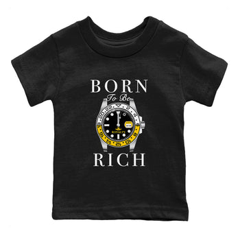 AJ1 Yellow Ochre shirt to match jordans Born To Be Rich sneaker tees Air Jordan 1 Yellow Ochre SNRT sneaker release tees baby toddler Black 2 cotton Shirt