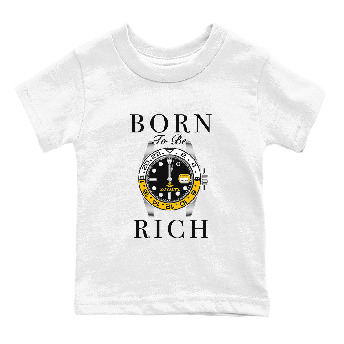 AJ1 Yellow Ochre shirt to match jordans Born To Be Rich sneaker tees Air Jordan 1 Yellow Ochre SNRT sneaker release tees baby toddler White 2 cotton Shirt