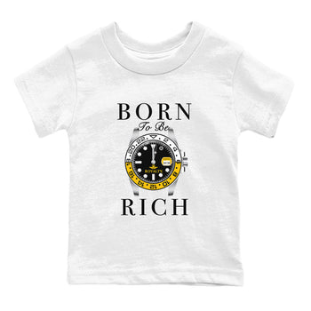 AJ1 Yellow Ochre shirt to match jordans Born To Be Rich sneaker tees Air Jordan 1 Yellow Ochre SNRT sneaker release tees baby toddler White 2 cotton Shirt