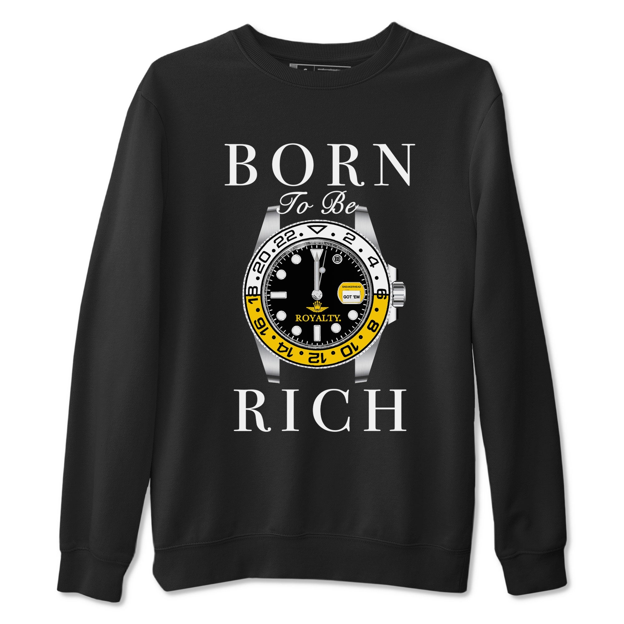 AJ1 Yellow Ochre shirt to match jordans Born To Be Rich sneaker tees Air Jordan 1 Yellow Ochre SNRT Sneaker Release Tees unisex cotton Black 2 crew neck shirt