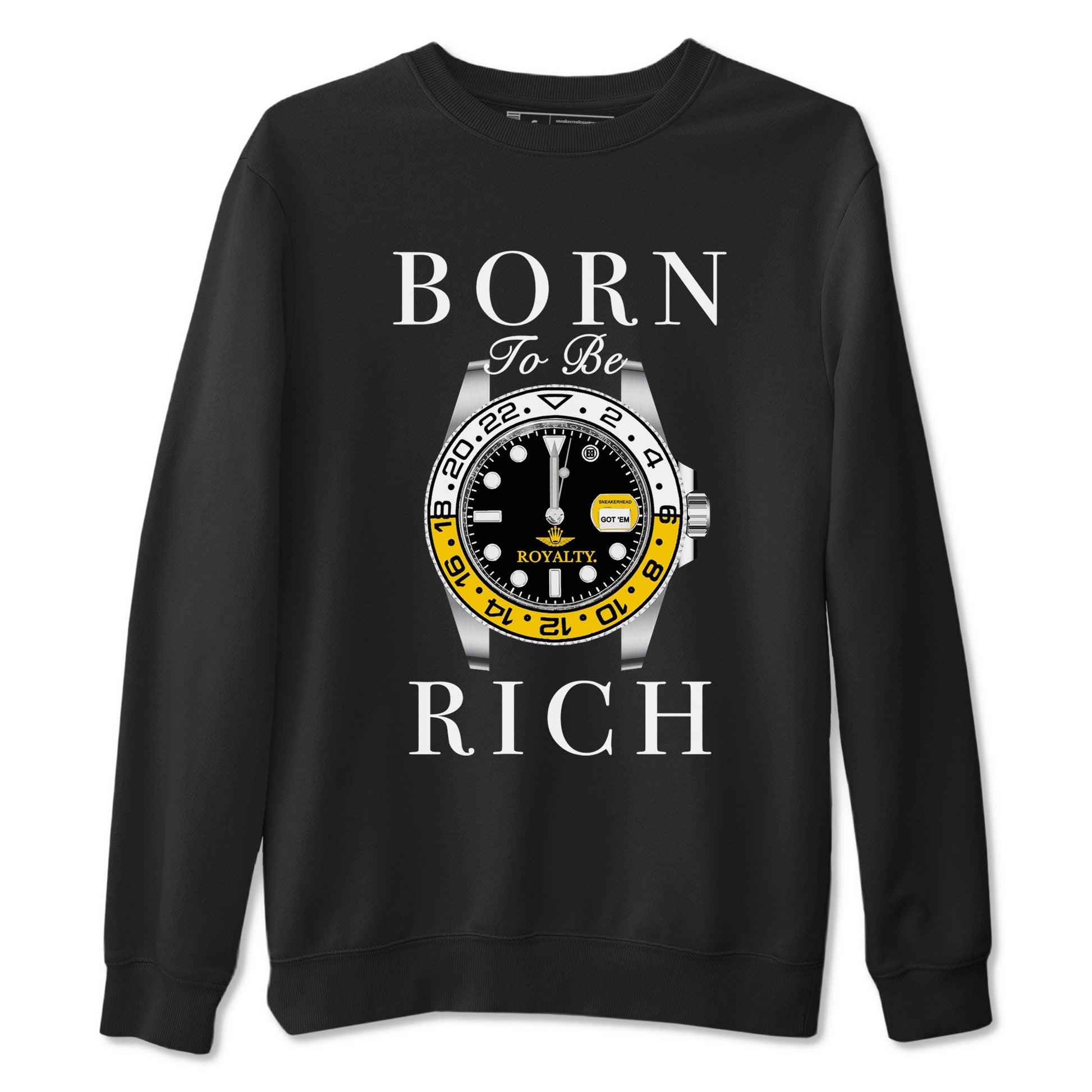 AJ1 Yellow Ochre shirt to match jordans Born To Be Rich sneaker tees Air Jordan 1 Yellow Ochre SNRT Sneaker Release Tees unisex cotton Black 2 crew neck shirt