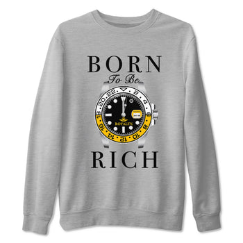 AJ1 Yellow Ochre shirt to match jordans Born To Be Rich sneaker tees Air Jordan 1 Yellow Ochre SNRT Sneaker Release Tees unisex cotton Heather Grey 2 crew neck shirt