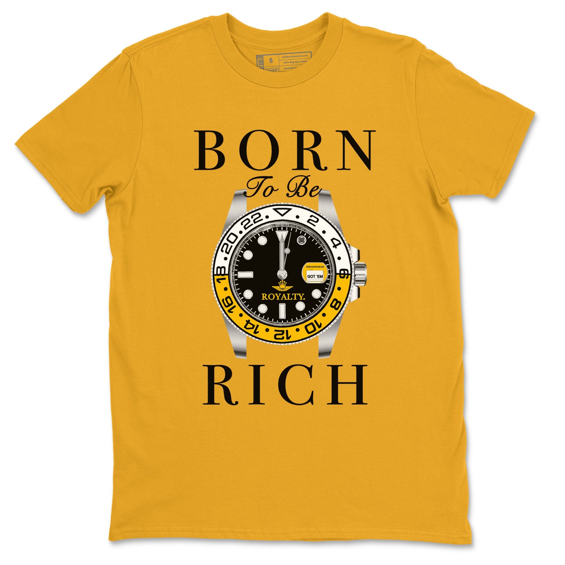 AJ1 Yellow Ochre shirt to match jordans Born To Be Rich sneaker tees Air Jordan 1 Yellow Ochre SNRT Sneaker Release Tees unisex cotton Gold 2 crew neck shirt