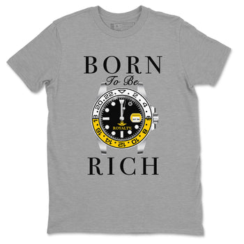 AJ1 Yellow Ochre shirt to match jordans Born To Be Rich sneaker tees Air Jordan 1 Yellow Ochre SNRT Sneaker Release Tees unisex cotton Heather Grey 2 crew neck shirt
