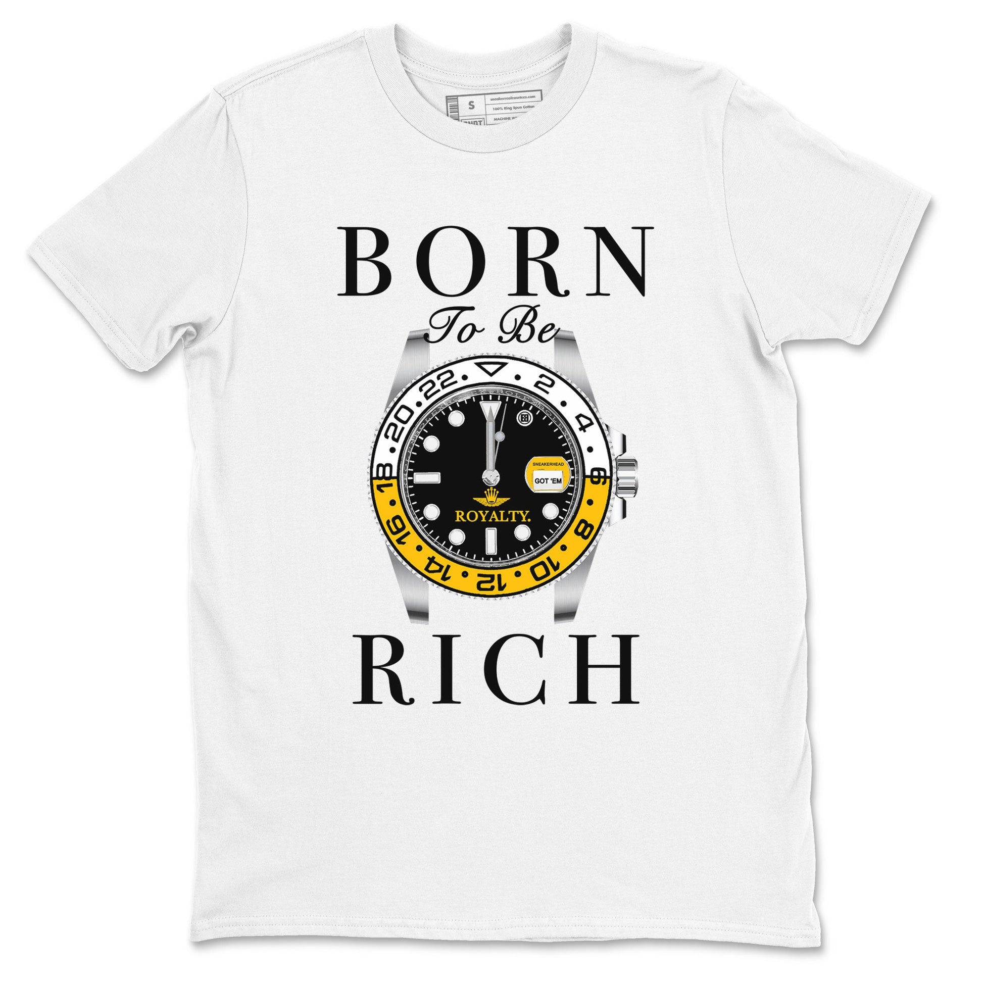 AJ1 Yellow Ochre shirt to match jordans Born To Be Rich sneaker tees Air Jordan 1 Yellow Ochre SNRT Sneaker Release Tees unisex cotton White 2 crew neck shirt