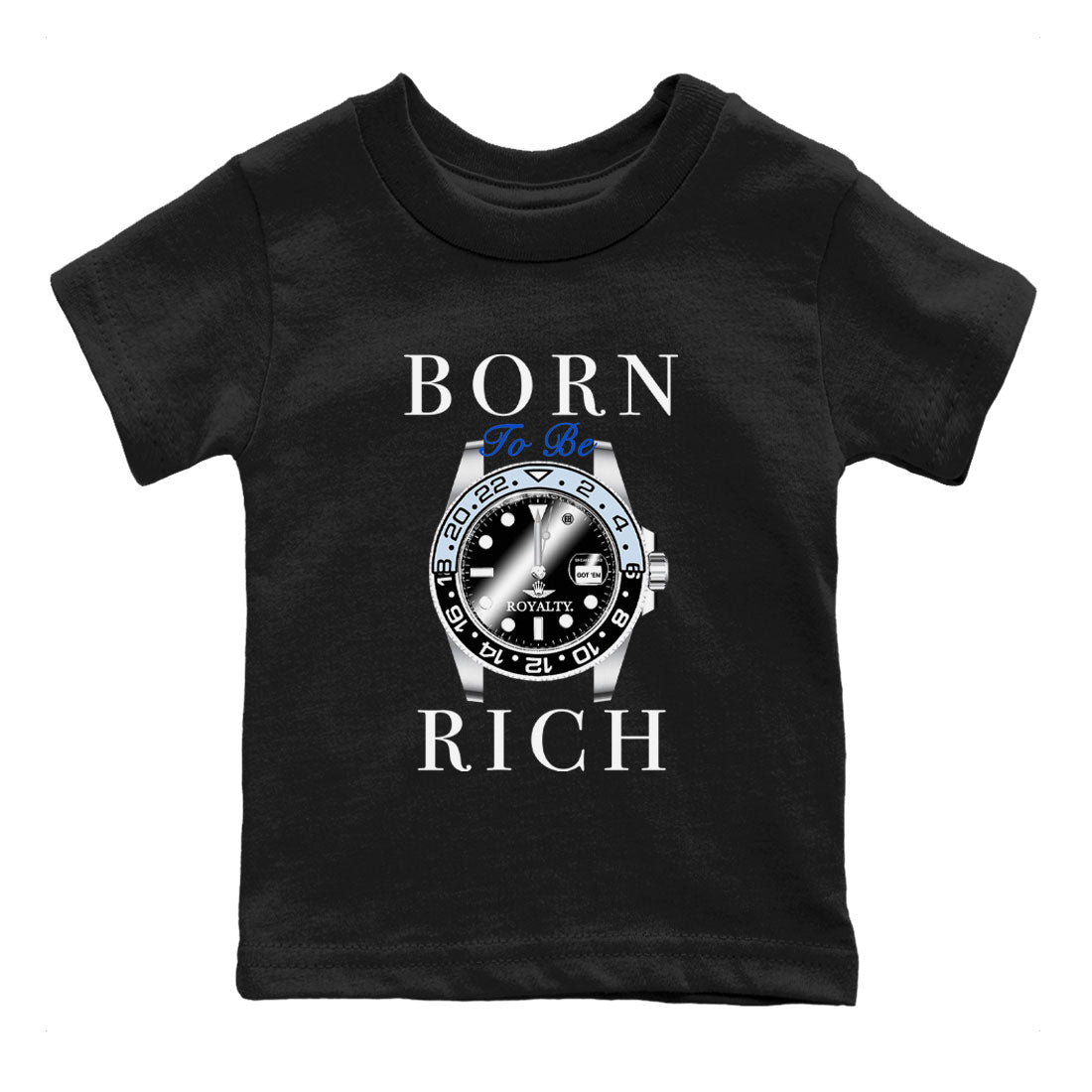 AJ11 Black and Varsity Royal shirt to match jordans Born To Be Rich sneaker tees Air Jordan 11 Retro Space SNRT sneaker release tees baby toddler Black 2 cotton Shirt