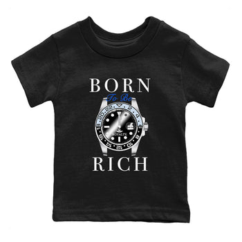 AJ11 Black and Varsity Royal shirt to match jordans Born To Be Rich sneaker tees Air Jordan 11 Retro Space SNRT sneaker release tees baby toddler Black 2 cotton Shirt
