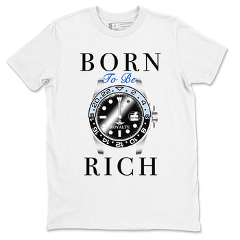 AJ11 Black and Varsity Royal shirt to match jordans Born To Be Rich sneaker tees Air Jordan 11 Retro Space SNRT sneaker release tees unisex cotton White 2 crew neck shirt