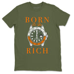5s Olive shirt to match jordans Born To Be Rich sneaker tees Air Jordan 5 Retro Olive SNRT Sneaker Release Tees unisex cotton Military Green 2 crew neck shirt