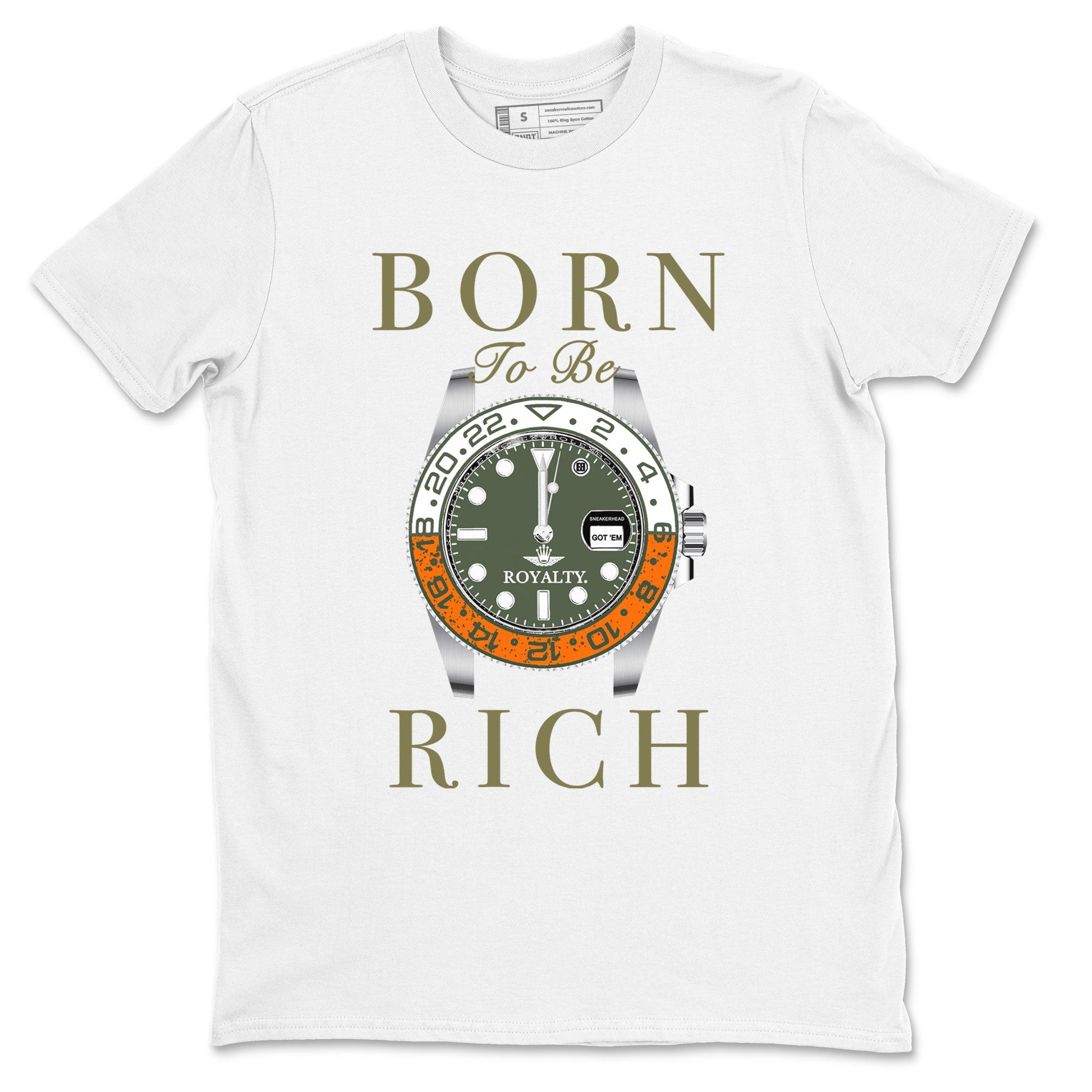 5s Olive shirt to match jordans Born To Be Rich sneaker tees Air Jordan 5 Retro Olive SNRT Sneaker Release Tees unisex cotton White 2 crew neck shirt